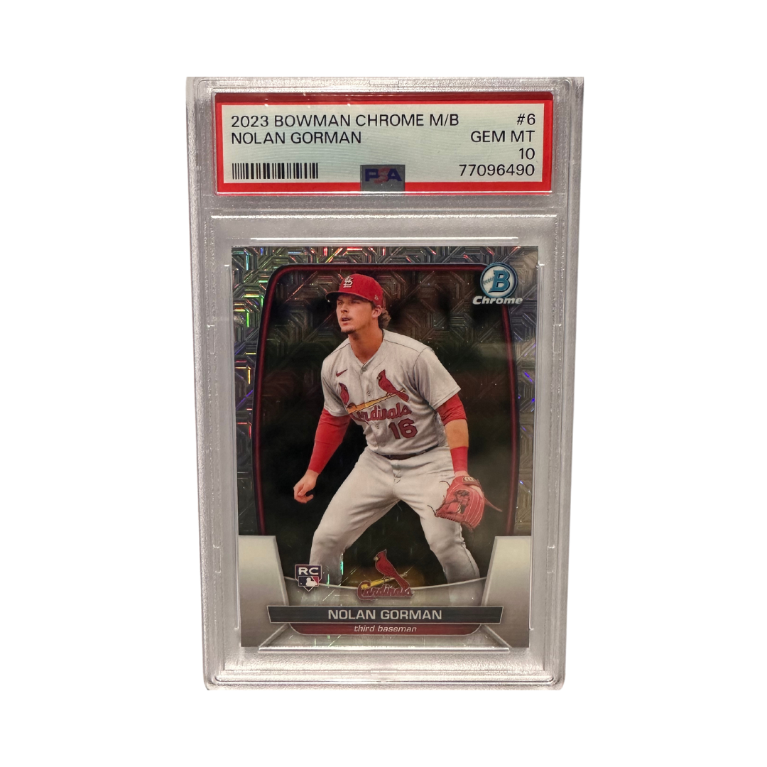 Nolan Gorman PSA 10 GEM MINT 2023 Bowman Mega Box Chrome RC Rookie Car –  Fan Cave