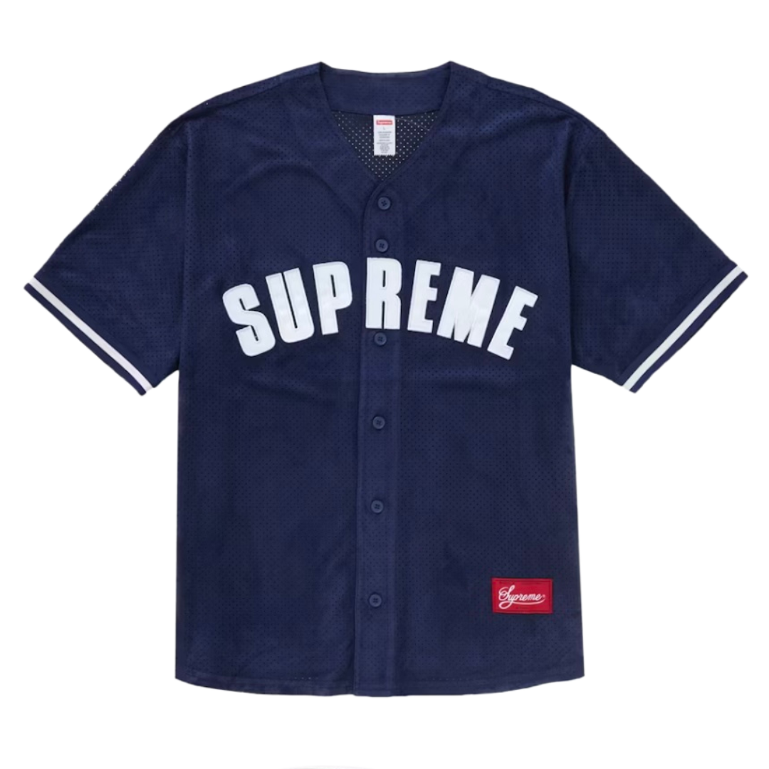 Supreme Ultrasuede Mesh Baseball Jersey - Navy