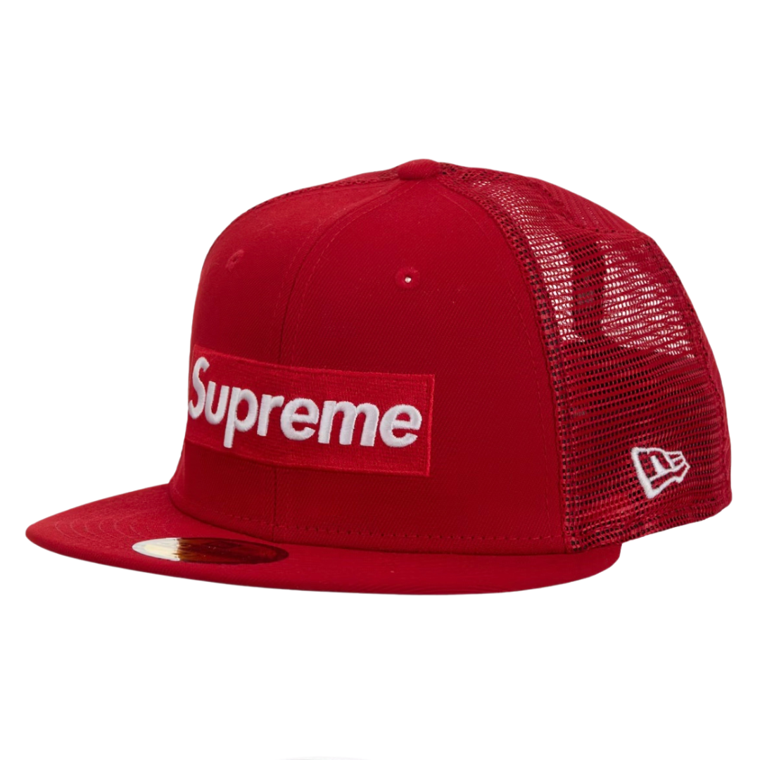 Supreme Box Logo Mesh Back New Era Fitted Hat Red