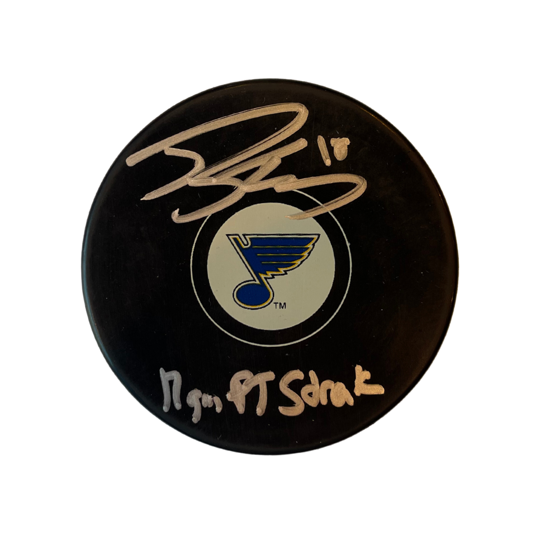 Robert Thomas St Louis Blues Autographed Logo Puck with Inscription - JSA COA