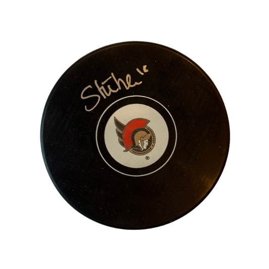 Tim Stützle Ottawa Senators Autographed Logo Puck - AJ Sports COA