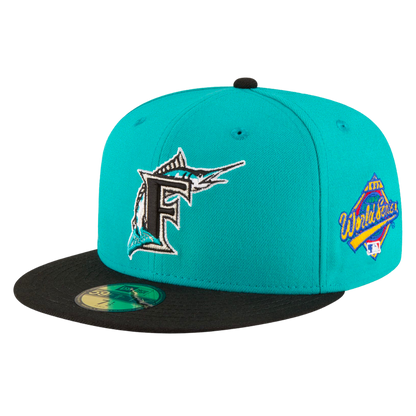 Florida Marlins 1997 World Series Patch 2Tone New Era Teal/Black 59FIFTY Fitted Hat