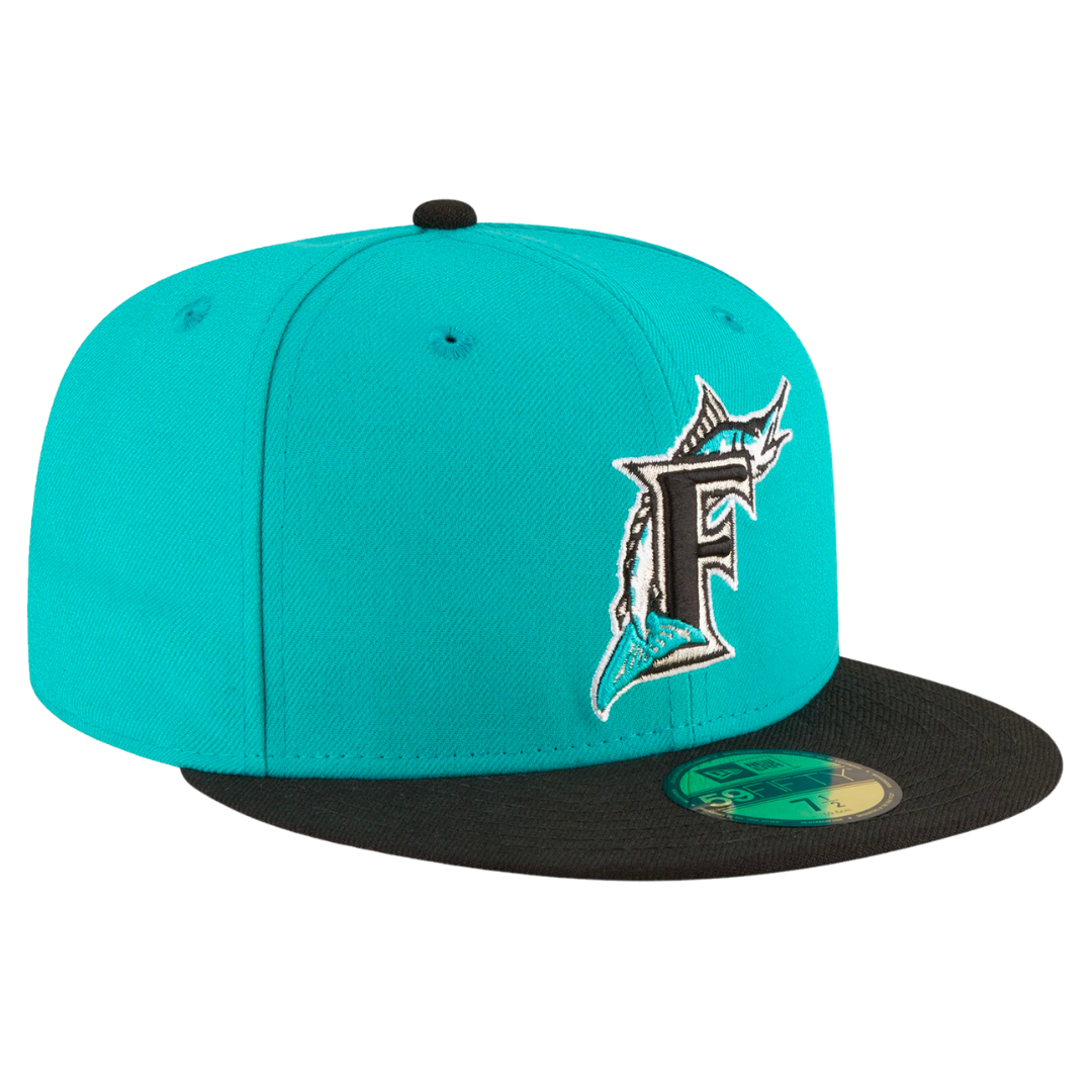 Florida Marlins 1997 World Series Patch 2Tone New Era Teal/Black 59FIFTY Fitted Hat