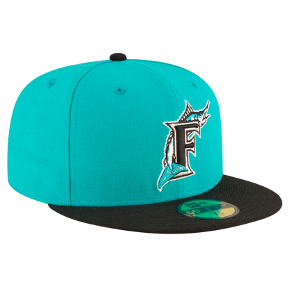 Florida Marlins 1997 World Series Patch 2Tone New Era Teal/Black 59FIFTY Fitted Hat