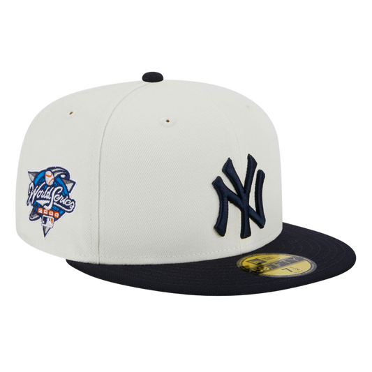 New York Yankees Retro 2000 World Series Patch New Era Stone/Navy 59FIFTY Fitted Hat