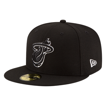 Miami Heat Black & White Logo New Era 59FIFTY Fitted Hat