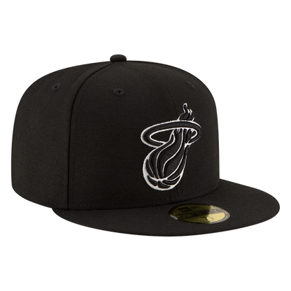 Miami Heat Black & White Logo New Era 59FIFTY Fitted Hat