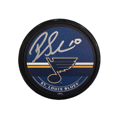 Brayden Schenn St Louis Blues Autographed Fan Cave Exclusive Signature Puck- JSA COA