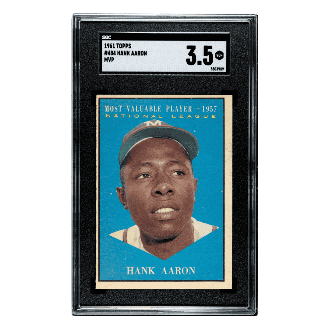 Hank Aaron SGC 3.5 1961 Topps MVP Card #484