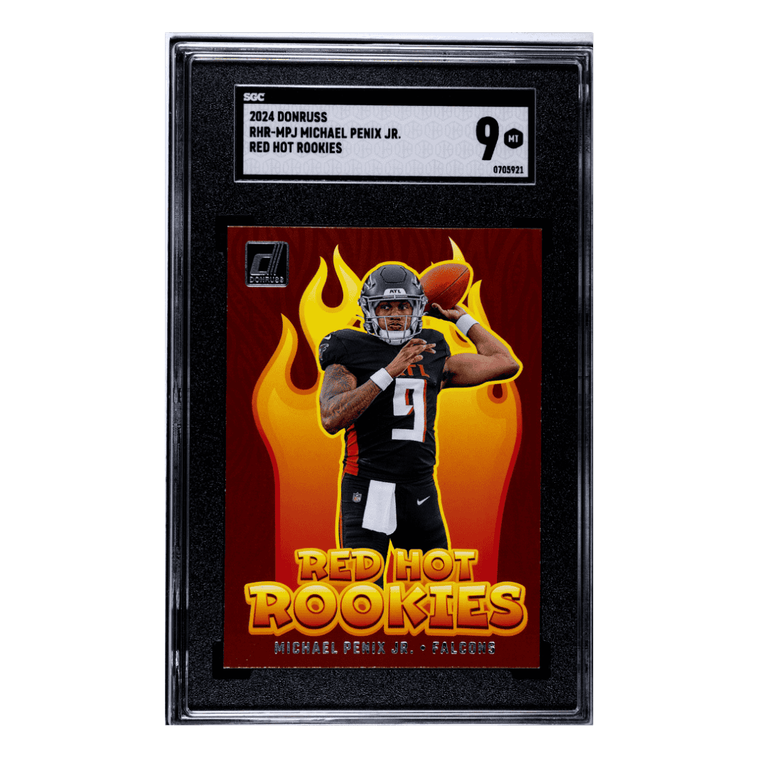 Michael Penix Jr SGC 9 2024 Panini Donruss Red Hot Rookies Card #RHR-MPJ