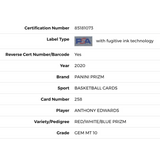 Anthony Edwards PSA 10 2020 Panini Prizm Red/White/Blue Prizm Rookie Card #258
