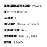 Marvin Harrison Jr SGC 9.5 2024 Panini Donruss Rated Rookie Retro Card #4