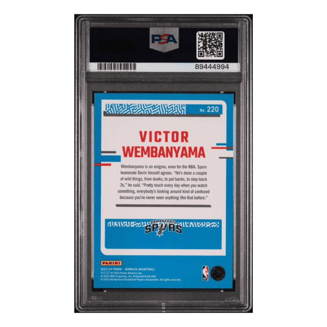 Victor Wembanyama PSA 9 2023 Panini Donruss Green Holo Laser Rated Rookie Card #220