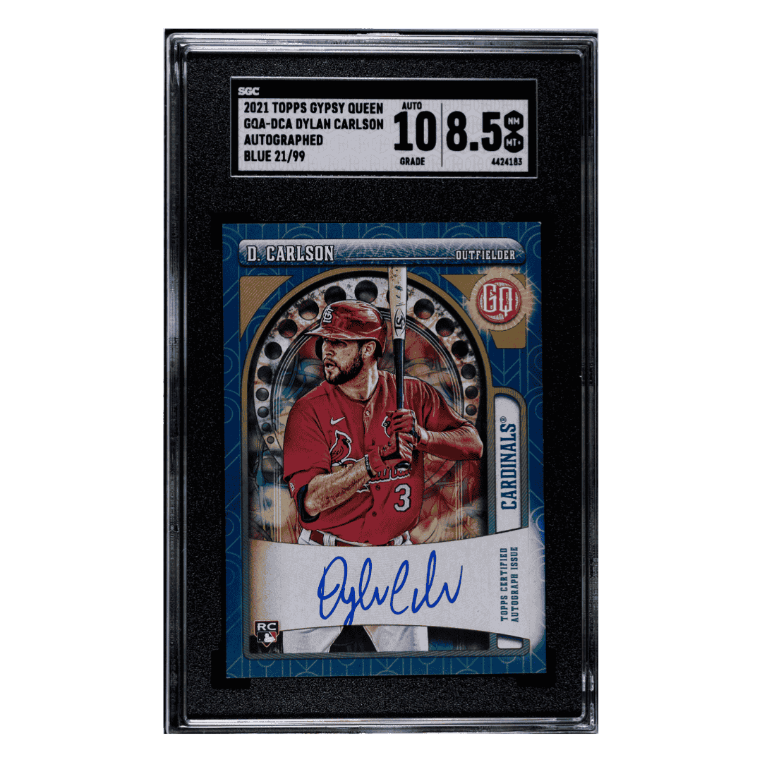 Dylan Carlson SGC 8.5 2021 Topps Queen Autographed Blue #D/99 Card #GQA-DCA