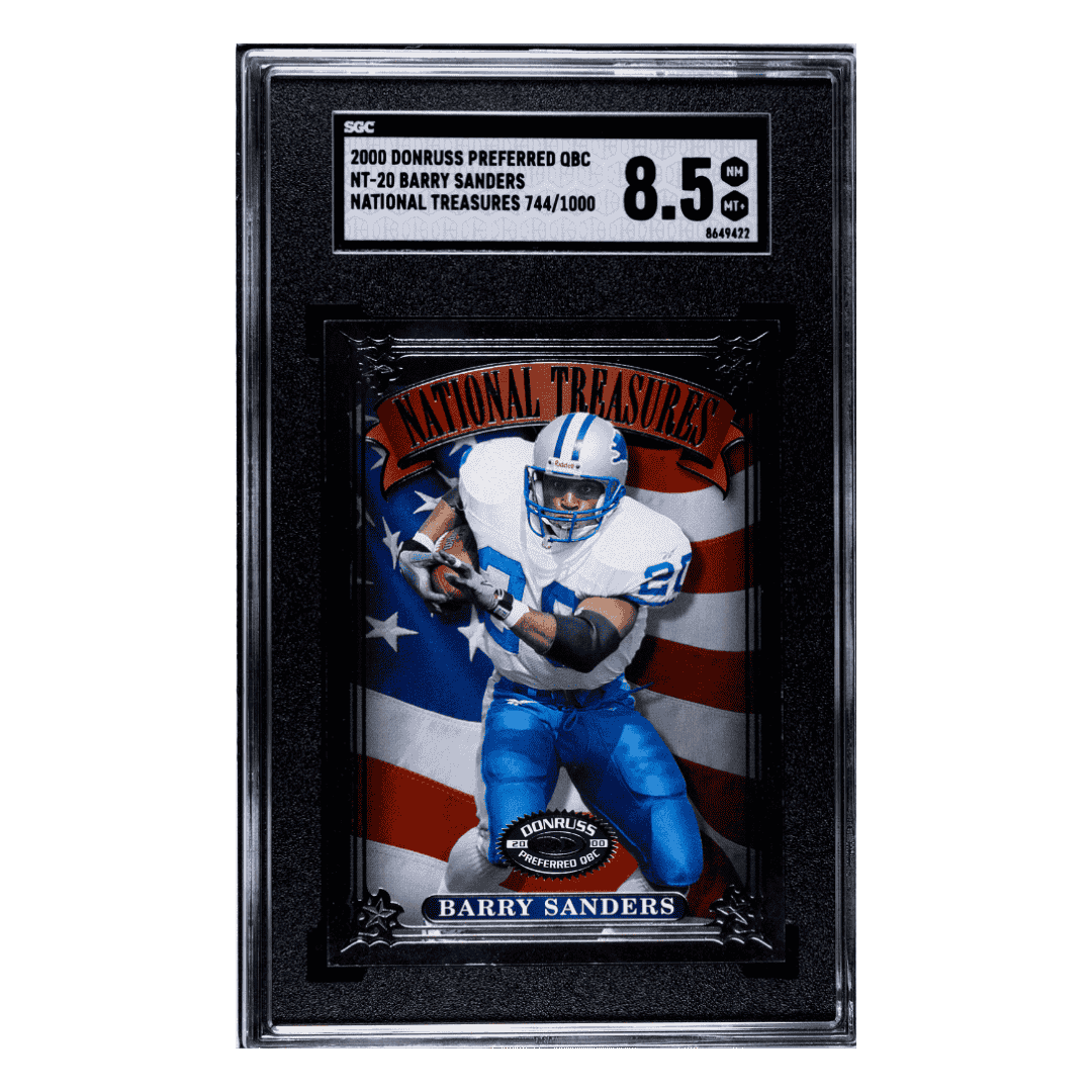 Barry Sanders SGC 8.5 2000 Panini Donruss Preferred Qbc National Treasures #D /1000 Card #NT-20