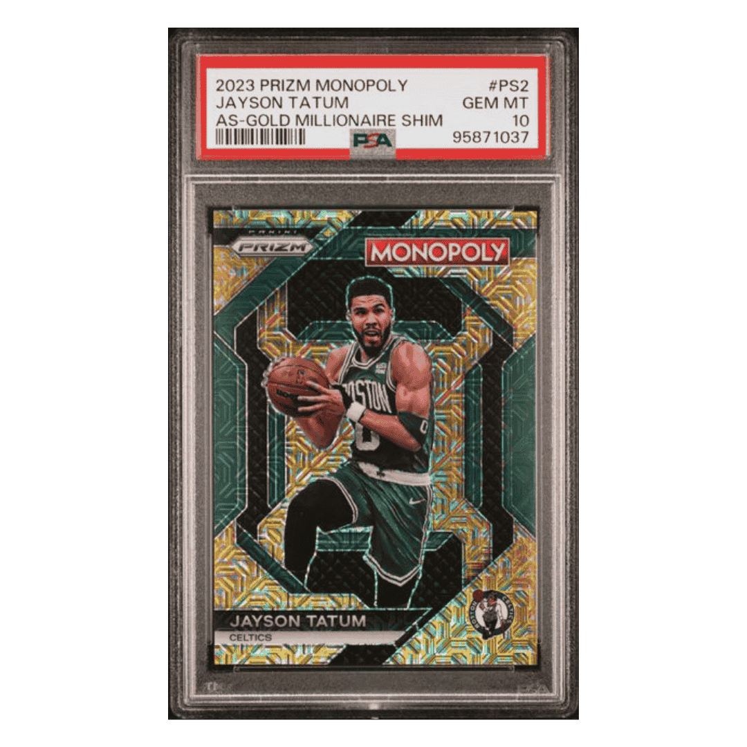 Jayson Tatum PSA 10 2023 Panini Prizm Monopoly All Star Gold Millionaire Shimmer #D/500 Card #PS2