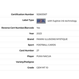 Puka Nacua PSA 10 2023 Panini Illusions Mystique Card #27