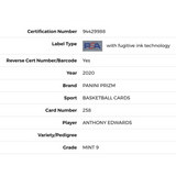 Anthony Edwards PSA 9 2020 Panini Prizm Rookie Card #258