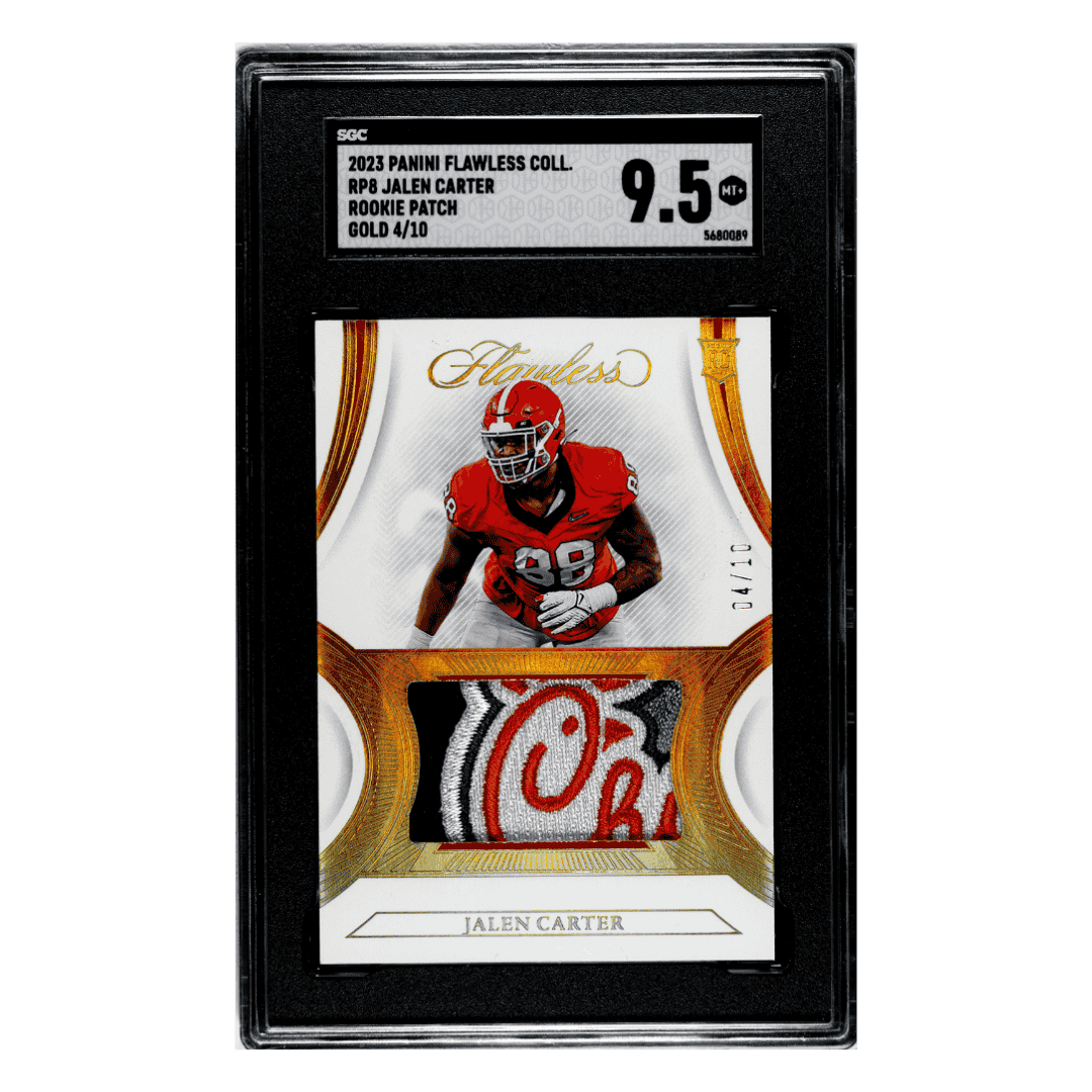 Jalen Carter SGC 9.5 2023 Panini Flawless Collegiate Rookie Patch Gold #D/10 Card #RP8