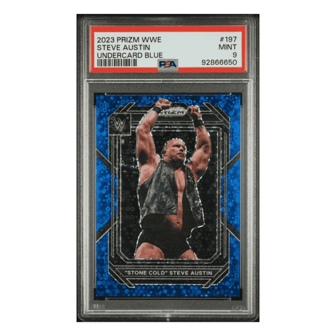 Steve Austin PSA 9 2023 Panini Prizm WWE Undercard Blue #D/35 Card #197