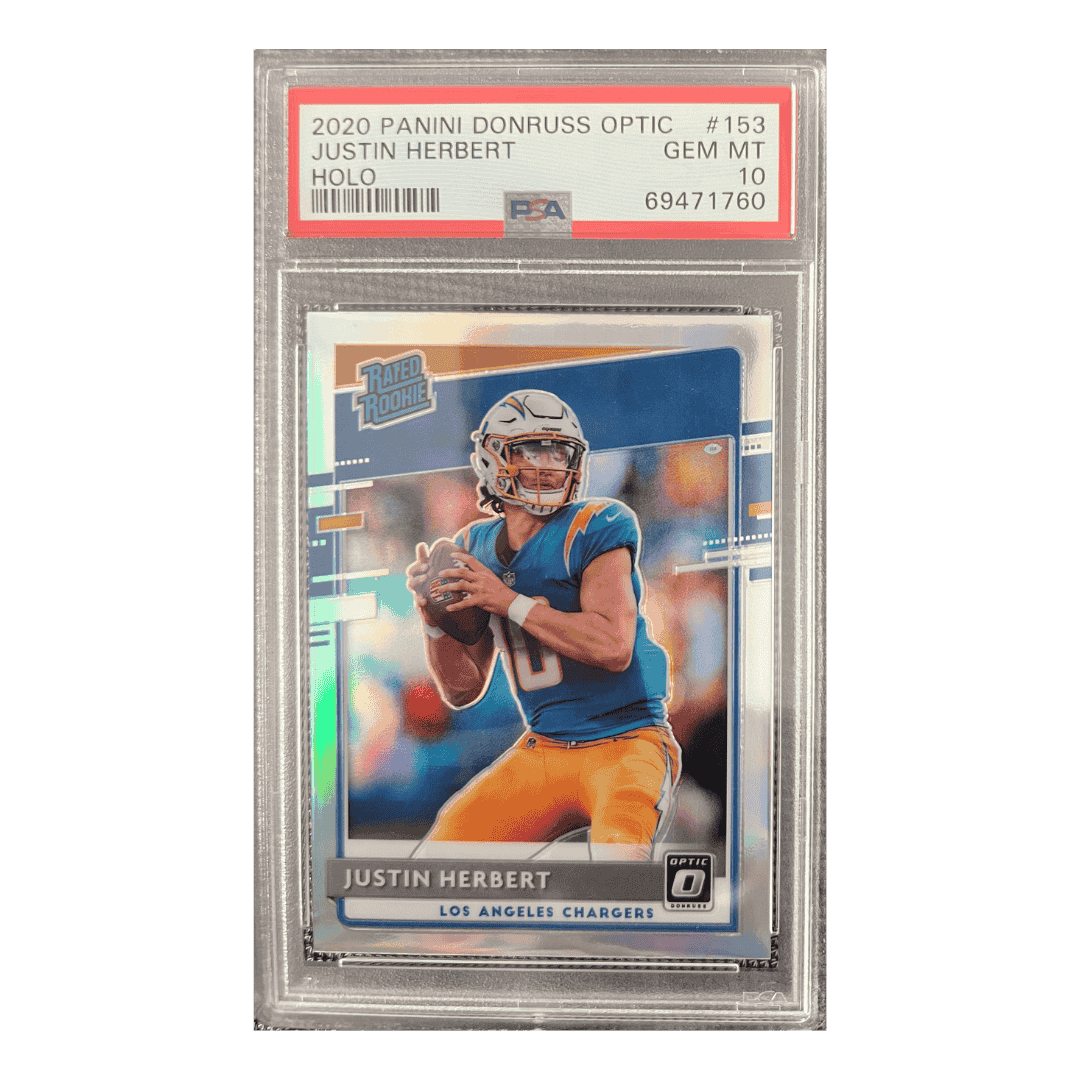 Justin Herbert PSA 10 2020 Panini Donruss Optic Holo Rated Rookie Card #153