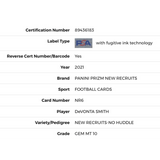 DeVonta Smith PSA 10 2021 Panini Prizm New Recruits - No Huddle Card #NR6