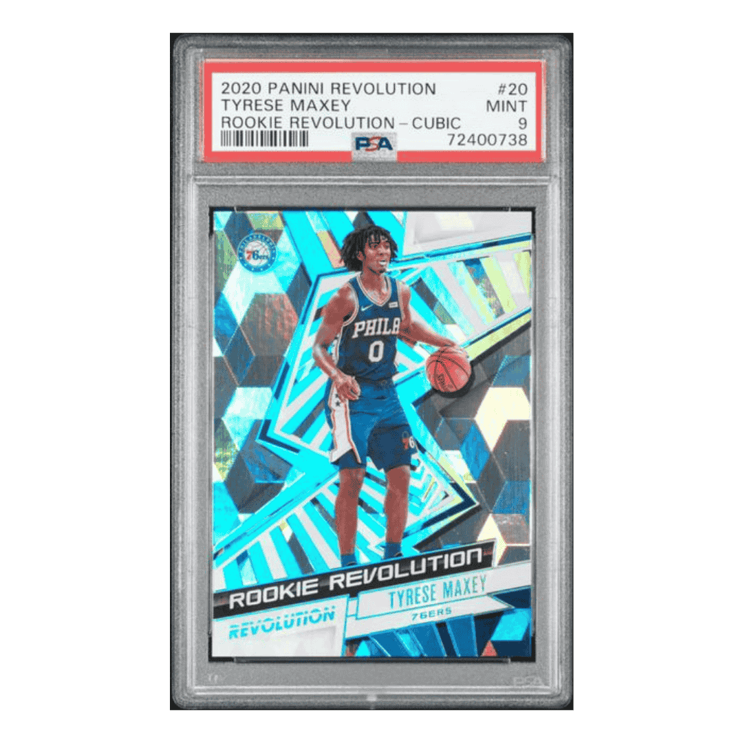 Tyrese Maxey PSA 9 2020 Panini Revolution Rookie Revolution Cubic Card #20