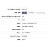 Joe Burrow PSA 9 2020 Panini Donruss Optic Bronze Rated Rookie Card #151