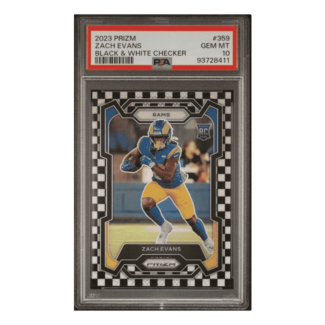 Zach Evans PSA 10 2023 Panini Prizm Black & White Checker Card #359