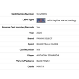 Anthony Edwards PSA 9 2020 Panini Select Blue Prizm Rookie RC Card #9