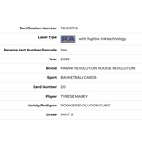 Tyrese Maxey PSA 9 2020 Panini Revolution Rookie Revolution Cubic Card #20