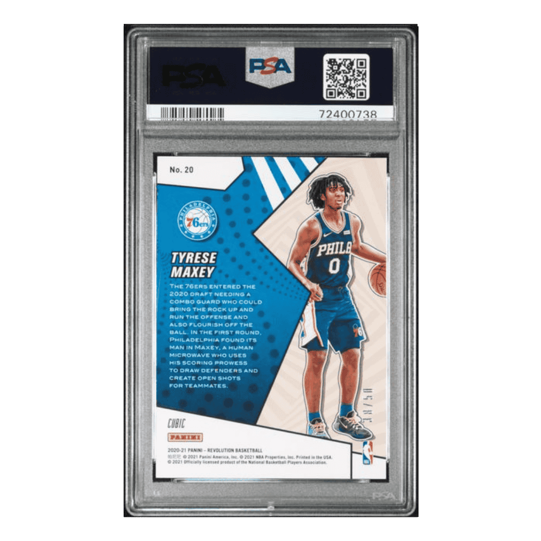 Tyrese Maxey PSA 9 2020 Panini Revolution Rookie Revolution Cubic Card #20