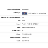 Tyrese Maxey PSA 10 2020 Panini Prizm Emergent Rookie RC Card #24