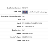 Derrick Henry PSA 10 2021 Panini Select Color Wheel Card #CW9