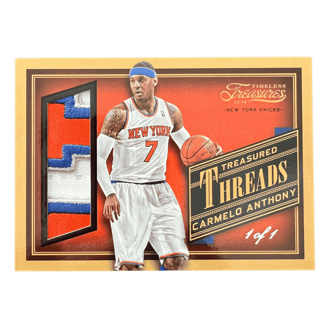 Carmelo Anthony 2013-14 Panini Timeless Treasures Treasured Threads 1/1 Card #23