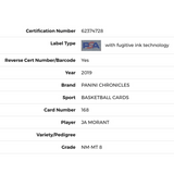 Ja Morant PSA 8 2019 Panini Chronicles Rookie RC Card #168