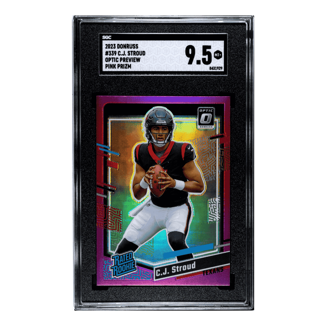 C.J. Stroud SGC 9.5 2023 Donruss Optic Preview Pink Prizm Rookie RC Card #339