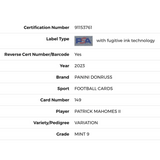 Patrick Mahomes PSA 9 2023 Panini Donruss Variation Card #149