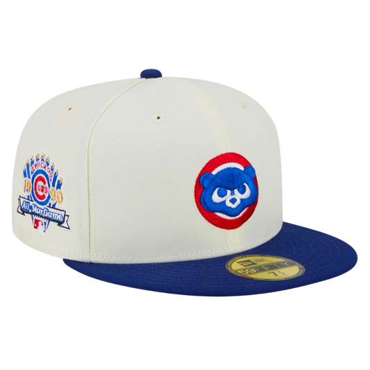 Chicago Cubs Retro 1990 All-Star Game Patch New Era Stone/Royal 59FIFTY Fitted Hat