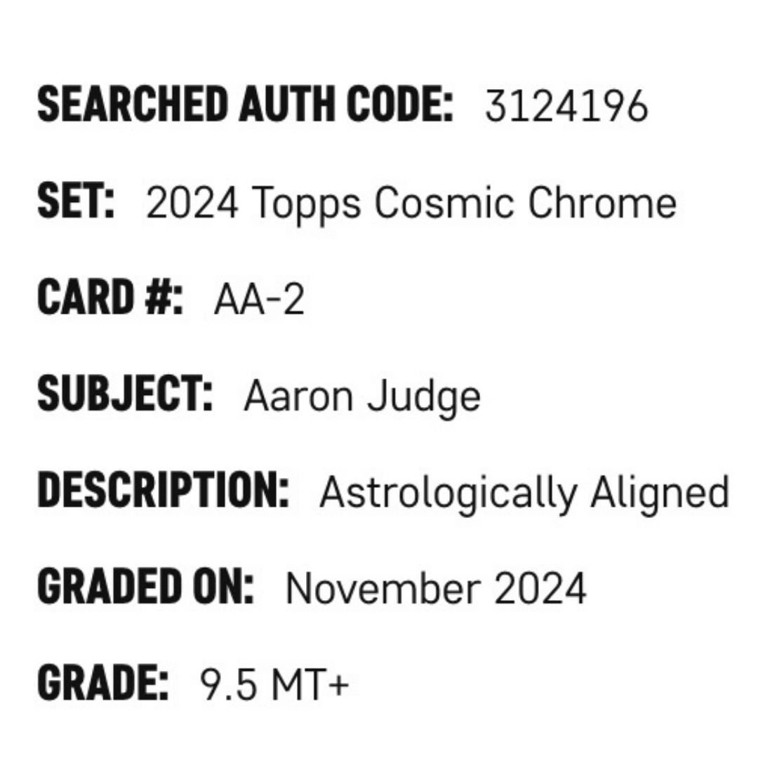 Aaron Judge SGC 9.5 2024 Topps Cosmic Chrome Astrologically Aligned Card #AA-2