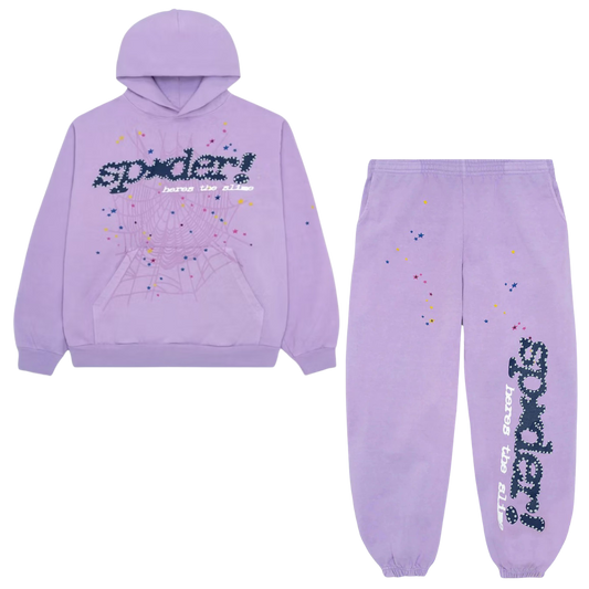 Sp5der Acai Hoodie & Sweatpant Full Set- Purple