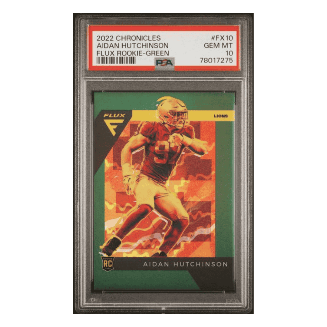 Aiden Hutchinson PSA 10 2022 Panini Chronicles Flux Rookie - Green #D /49 Card #FX10