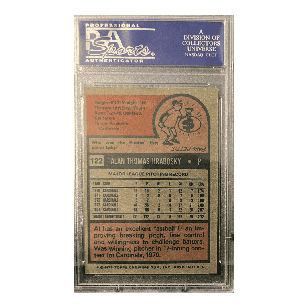 Al Hrabosky PSA 9 1975 Topps Card #122