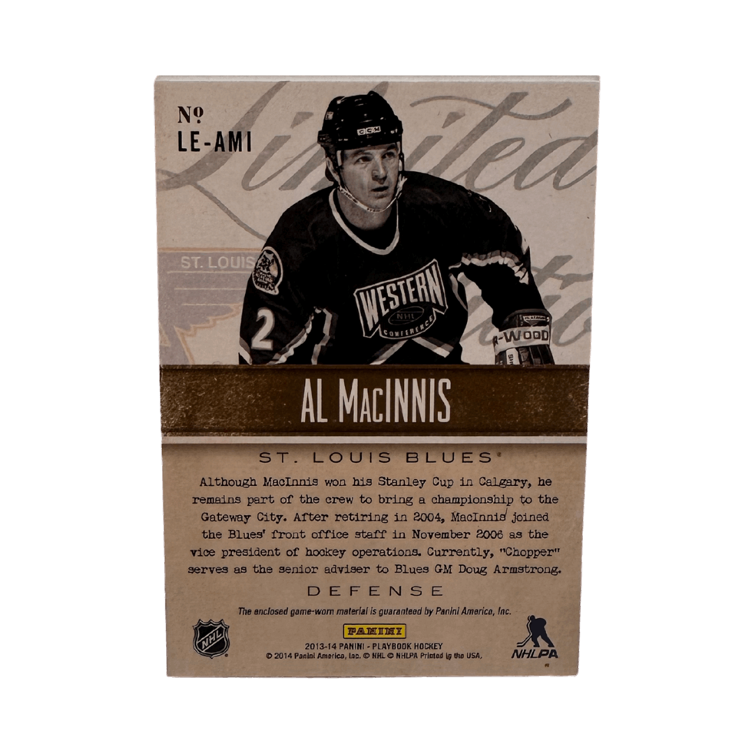 Al MacInnis Autographed 2013-14 Panini Playbook Hockey Limited Edition Jersey Card