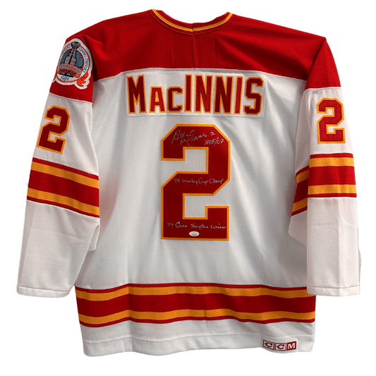 Al MacInnis Calgary Flames Autographed CCM Jersey with 3 Inscriptions - JSA COA