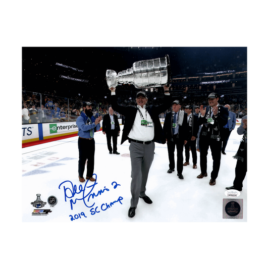 Al MacInnis St Louis Blues Autographed 11x14 Photo w/ "2019 SC Champ" Inscription - JSA COA