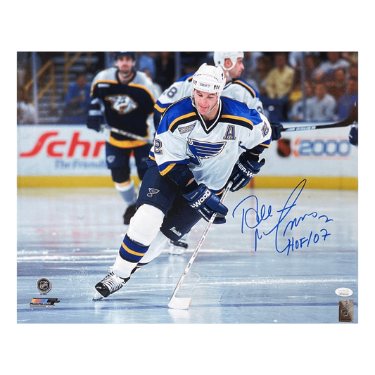 Al MacInnis St Louis Blues Autographed 16x20 Photo w/ "HOF 07" Inscription - JSA COA