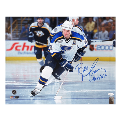 Al MacInnis St Louis Blues Autographed 16x20 Photo w/ "HOF 07" Inscription - JSA COA