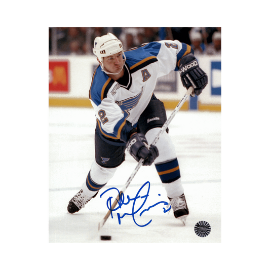 Al MacInnis St Louis Blues Autographed Shooting 8x10 Photo - Fan Cave COA