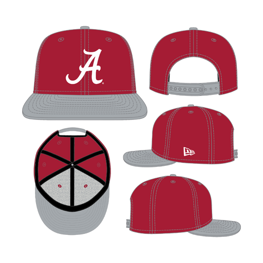 Alabama Crimson Tide Official Team Color 2Tone New Era Crimson/Grey 9FIFTY Adjustable Snapback Hat